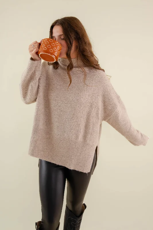 Cozy Activities Sweater-Taupe