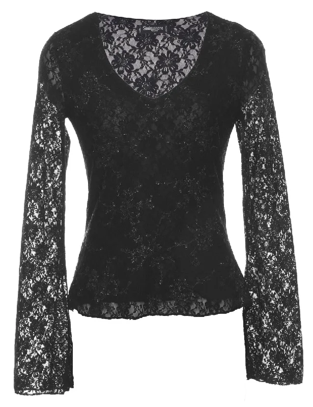 Lace Black Evening Top - S