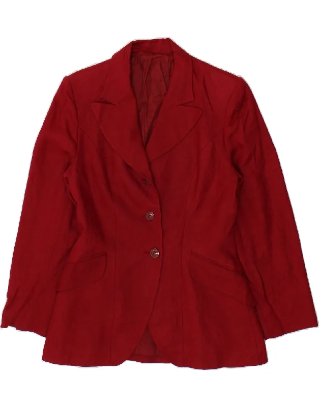 HOBBS Womens 3 Button Blazer Jacket UK 12 Medium  Red Linen