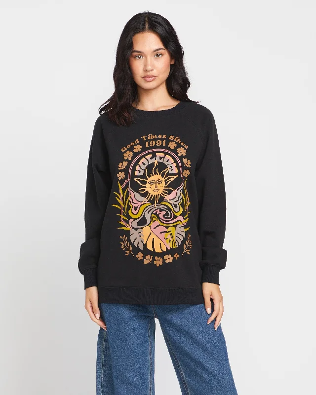 Stone Magic Boyfriend Crew Sweatshirt - Black