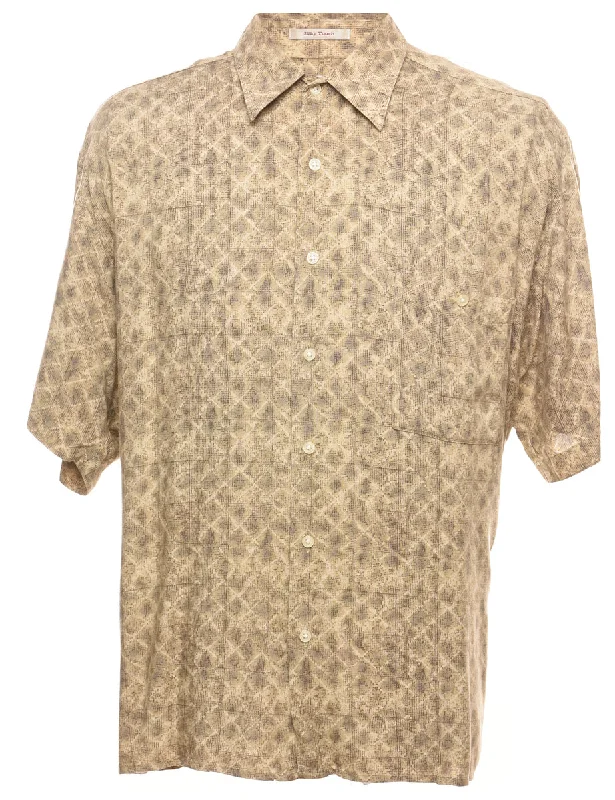 Light Brown & Pale Yellow Patterned Shirt - XL