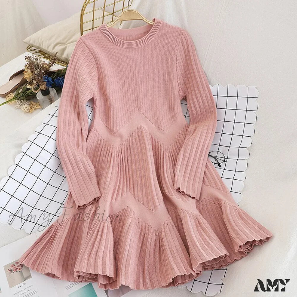 Amy Fashion - Striped Pleated Mini Dress