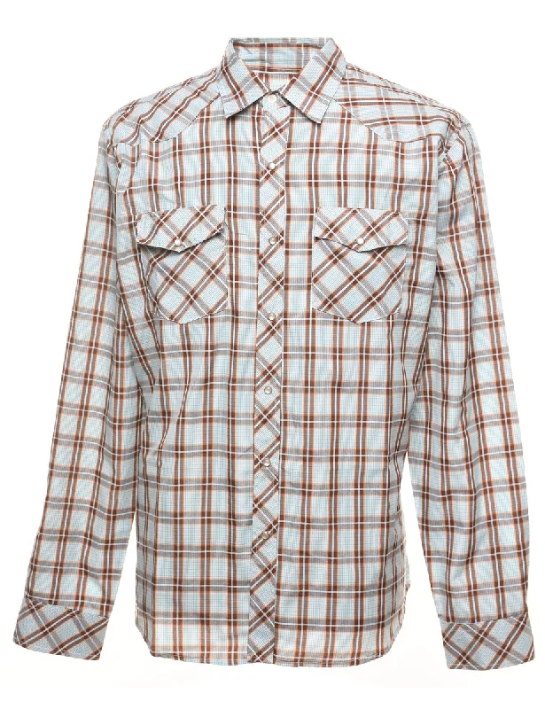 Light Grey & Orange Checked Shirt - XL