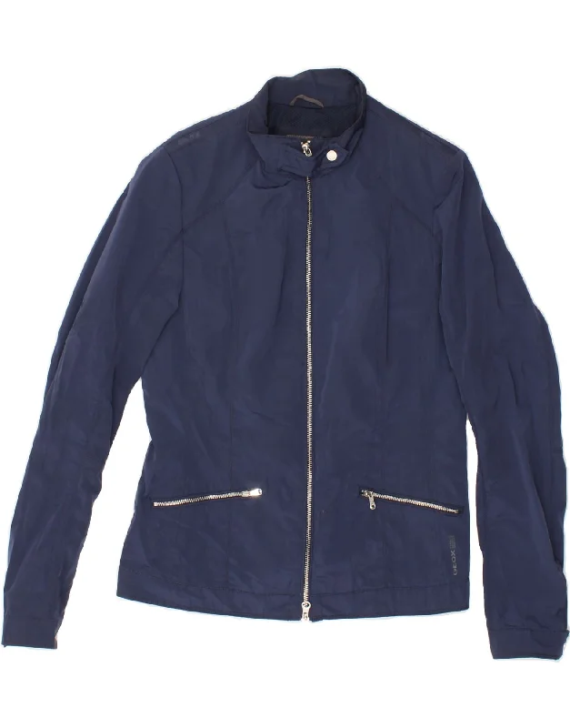 GEOX Womens Bomber Jacket UK 10 Small Navy Blue Polyamide