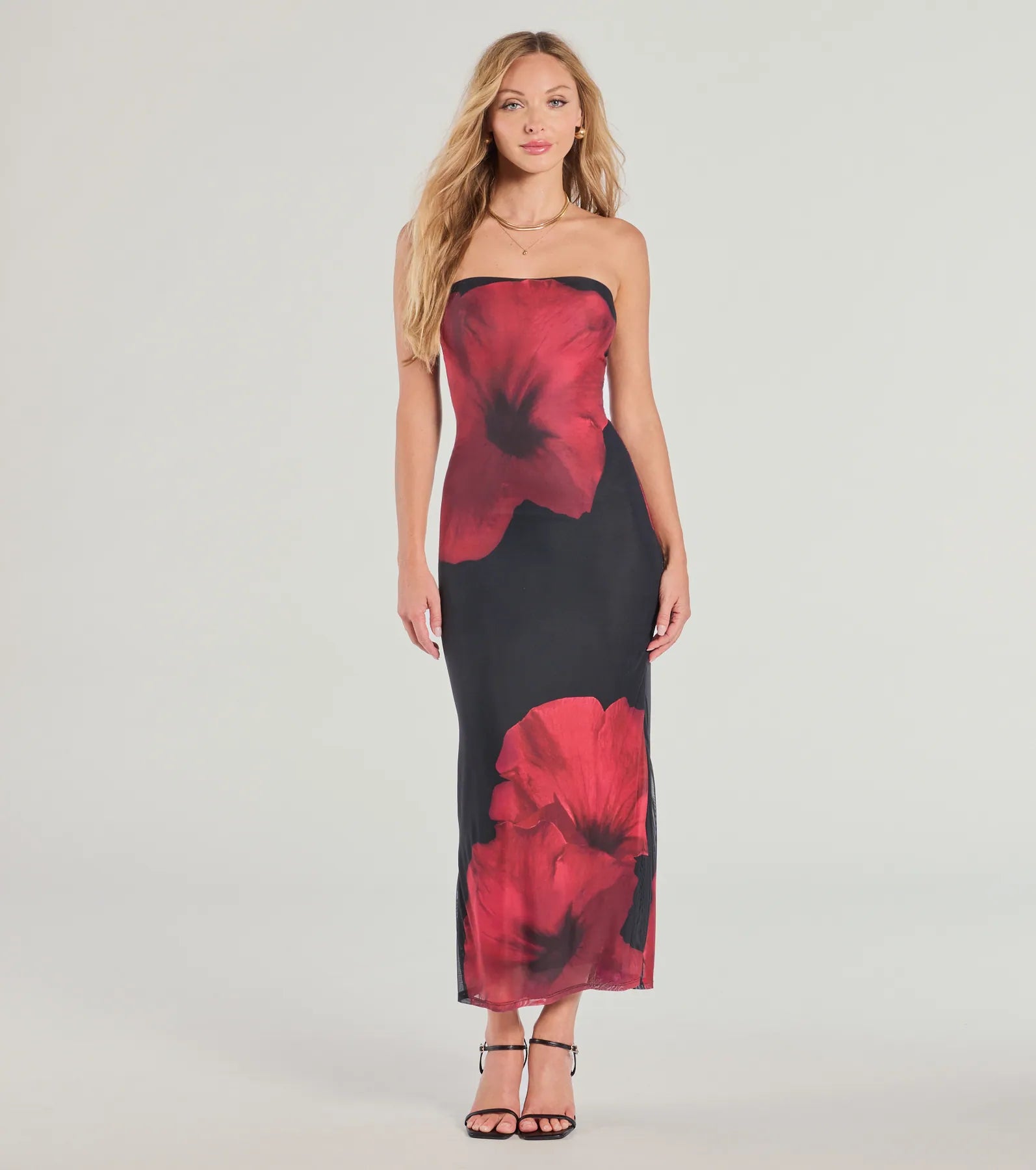 Impressive Blossom Strapless Floral Maxi Dress