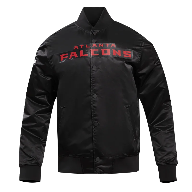 NFL ATLANTA FALCONS BIG LOGO MEN'S SATIN JACKET (BLACK)