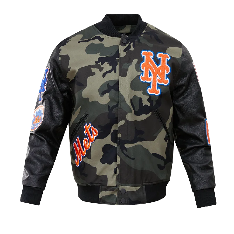 MLB NEW YORK METS CAMO LOGO VARSITY JACKET (BLACK/CAMO)