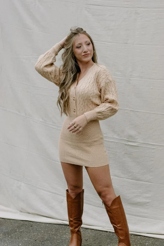 Sand Knit Sweater Mini Dress