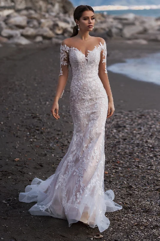 Elena Lace Applique Mermaid Wedding Dress