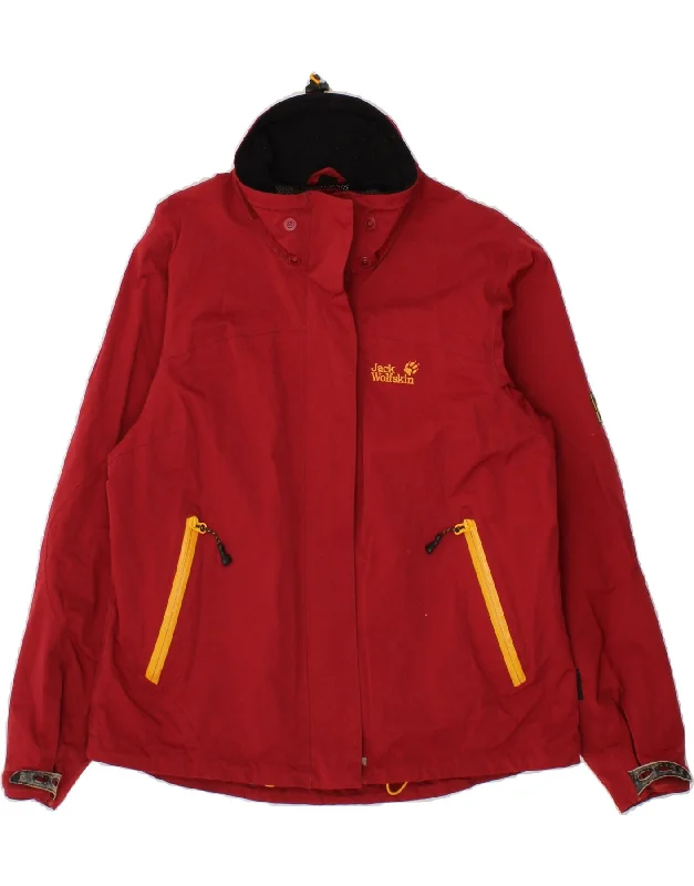 JACK WOLFSKIN Womens Rain Jacket UK 14/16 Large Red Polyamide