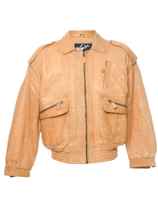 Light Brown Leather Jacket - L