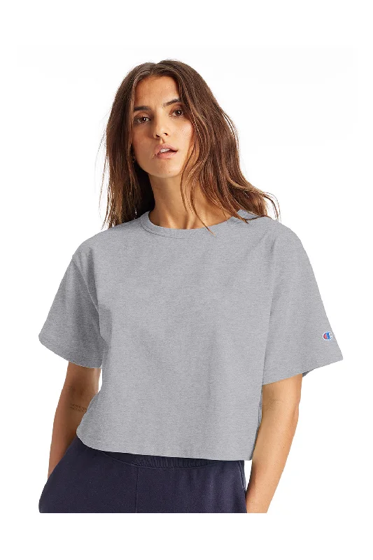 Champion Womens Heritage Cropped Short Sleeve Crewneck T-Shirt - Oxford Grey