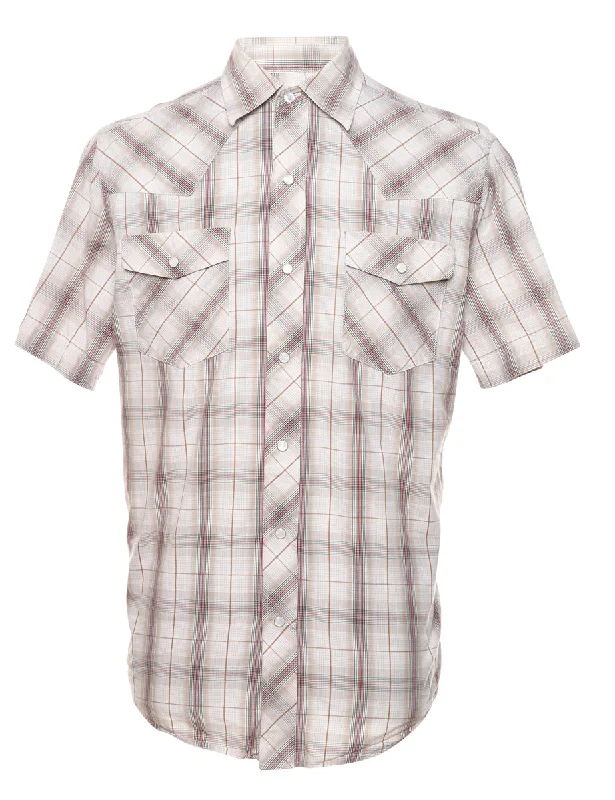 Light Brown Checked Western Shirt - S