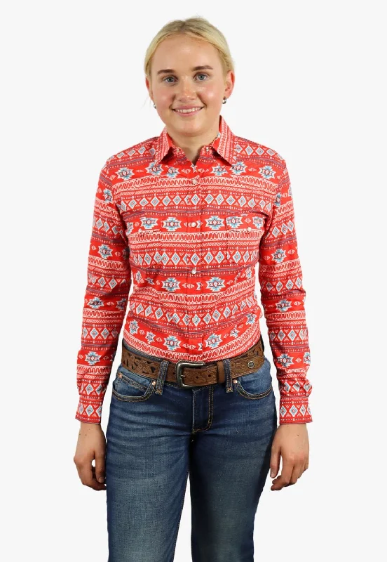 Red Label Womens Print Snap Long Sleeve Shirt