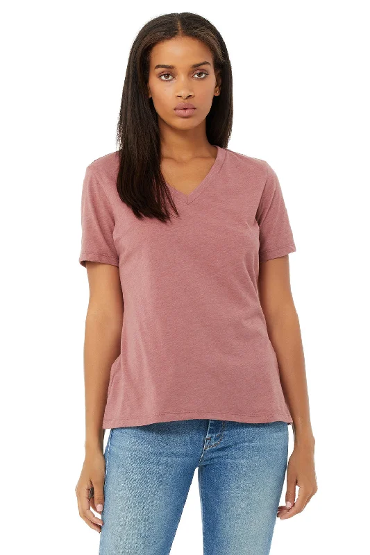 Bella + Canvas Womens CVC Short Sleeve V-Neck T-Shirt - Heather Mauve