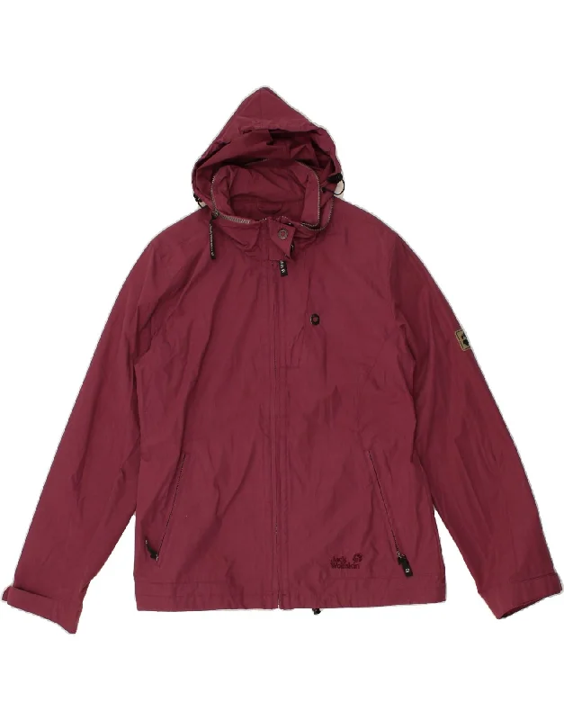 JACK WOLFSKIN Womens Hooded Windbreaker Jacket UK 16 Large Maroon