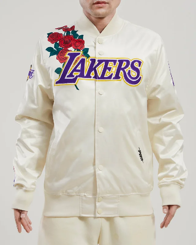 NBA LOS ANGELES LAKERS ROSES MEN'S SATIN JACKET (EGGSHELL / MULTI)