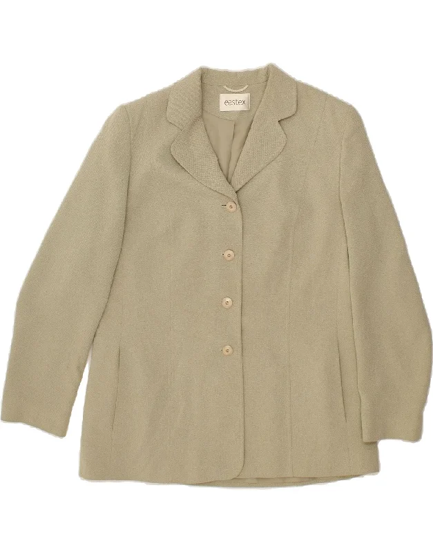 EASTEX Womens 4 Button Blazer Jacket UK 16 Large Beige Polyester