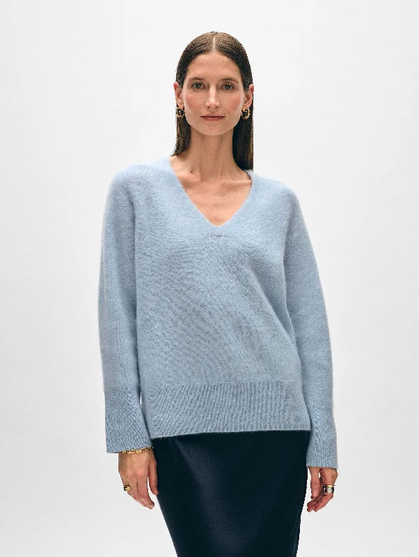 Brushed Cashmere Easy V Neck