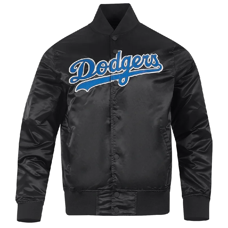 MLB LOS ANGELES DODGERS BIG LOGO WORLD SERIES MEN'S SATIN JACKET (BLACK)