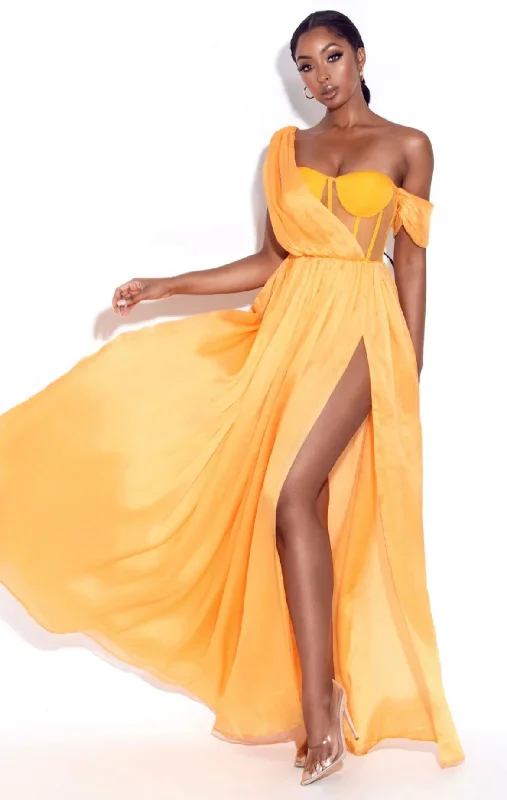 ORANGE SILK MAXI DRESS