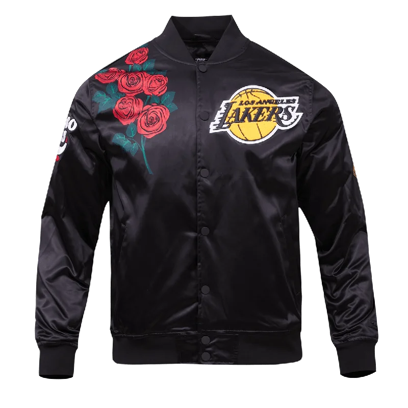 NBA LOS ANGELES LAKERS ROSE MEN'S SATIN JACKET (BLACK)