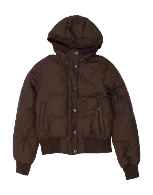 NORTH SAILS Womens Hooded Padded Jacket UK 12 Medium Brown Polyester