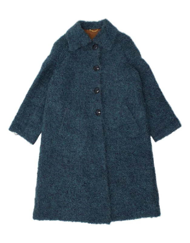 PIACENZA Womens Overcoat UK 10 Small Navy Blue Wool