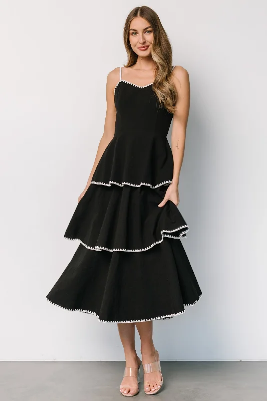 Odette Tiered Dress | Black + White