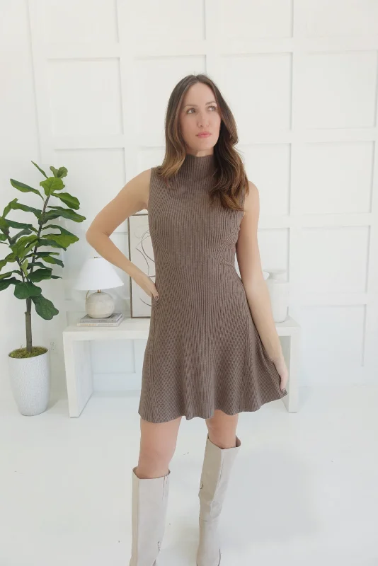 Perfect Timing Mini Dress - Mocha