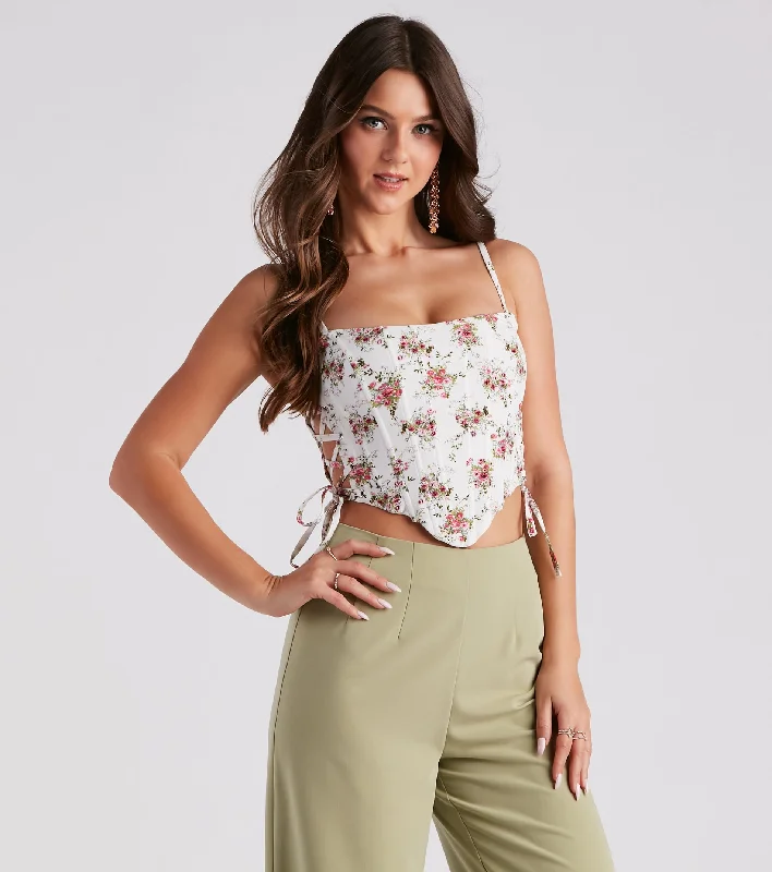 Floral Splendor Lace-Up Bustier