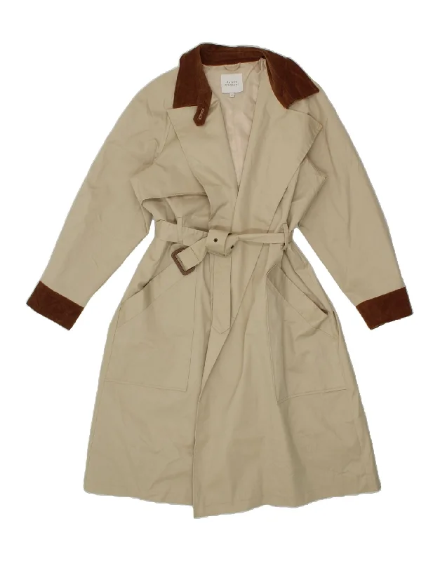 VINTAGE Womens Trench Coat UK 14 Large Beige Colourblock