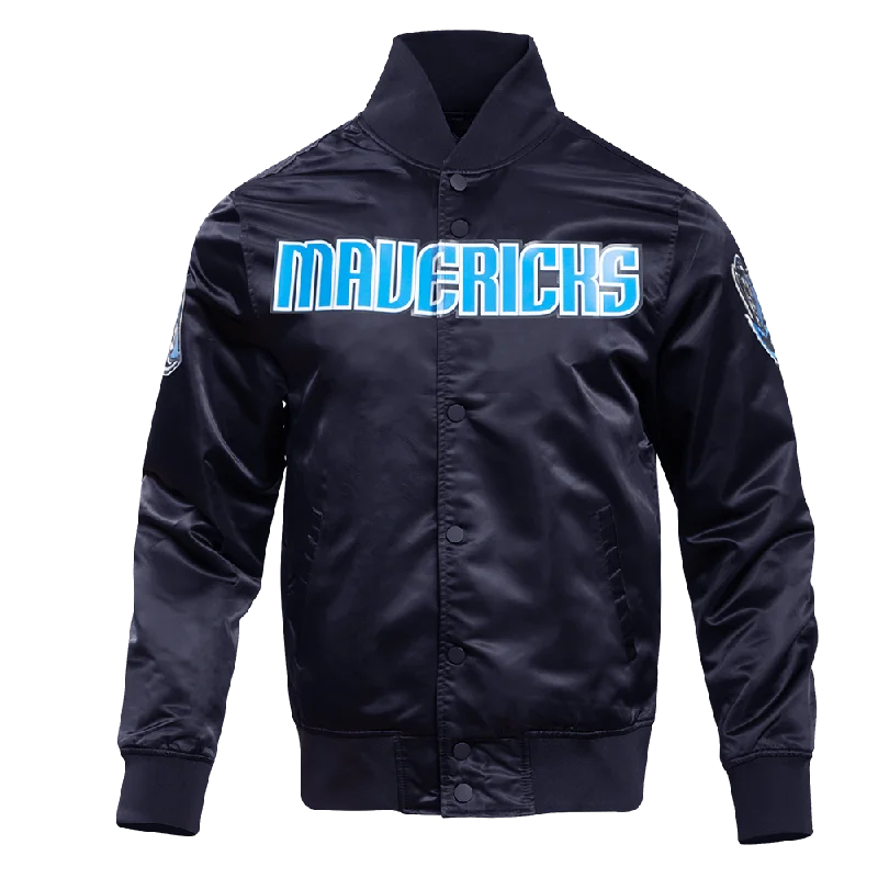 NBA DALLAS MAVERICKS BIG LOGO MEN'S SATIN JACKET (MIDNIGHT NAVY)