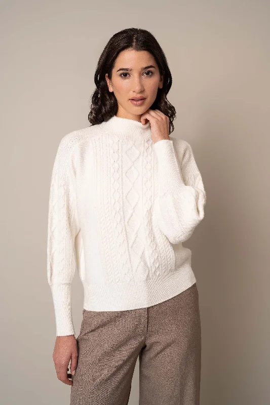 Mock Neck Cable Pullover