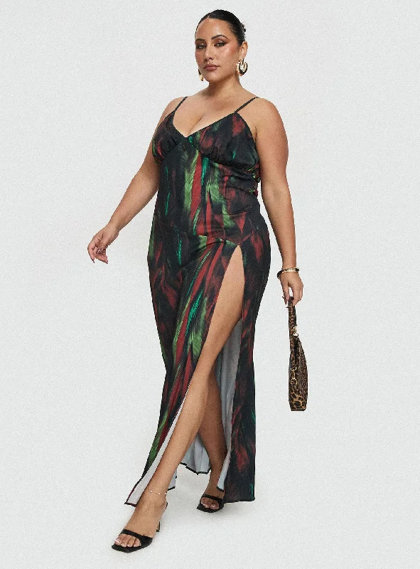 Feather Maxi Dress Multi Curve