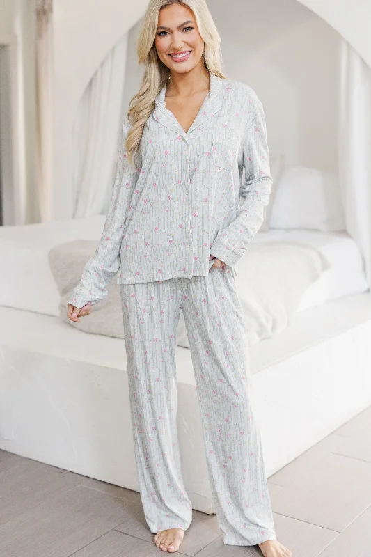 Classically Coquette Light Blue Floral Bamboo L/S Pajama Set