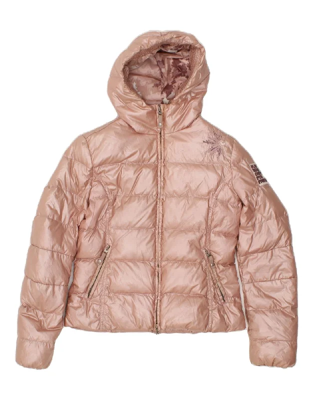 KEJO Womens Hooded Padded Jacket IT 46 Large Pink Polyamide