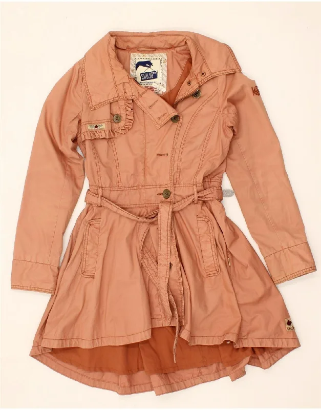 KHUJO Womens Trench Coat UK 14 Medium Orange Polyester