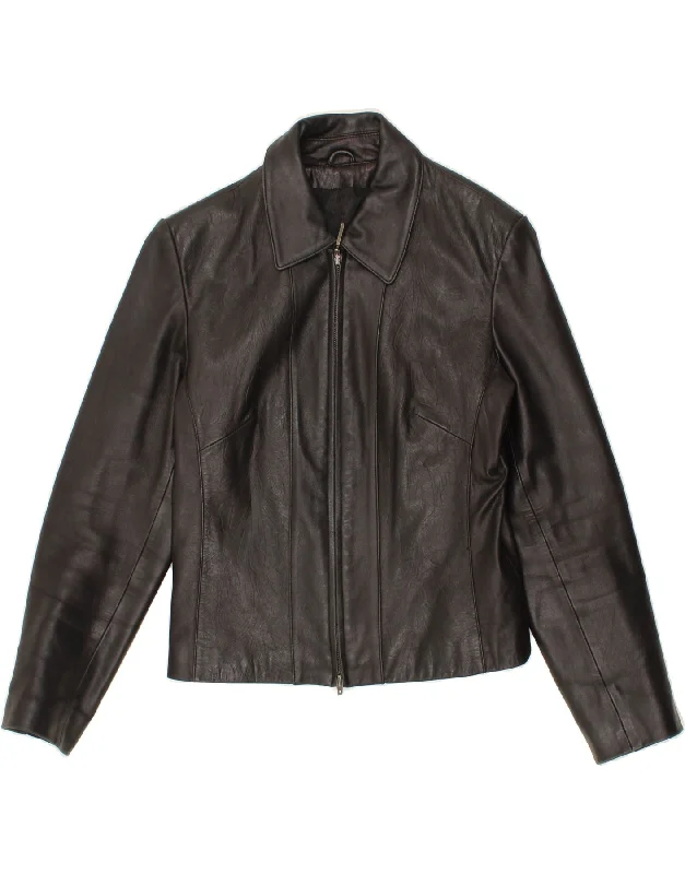 OLSEN Womens Leather Jacket UK 14 Medium  Black Leather