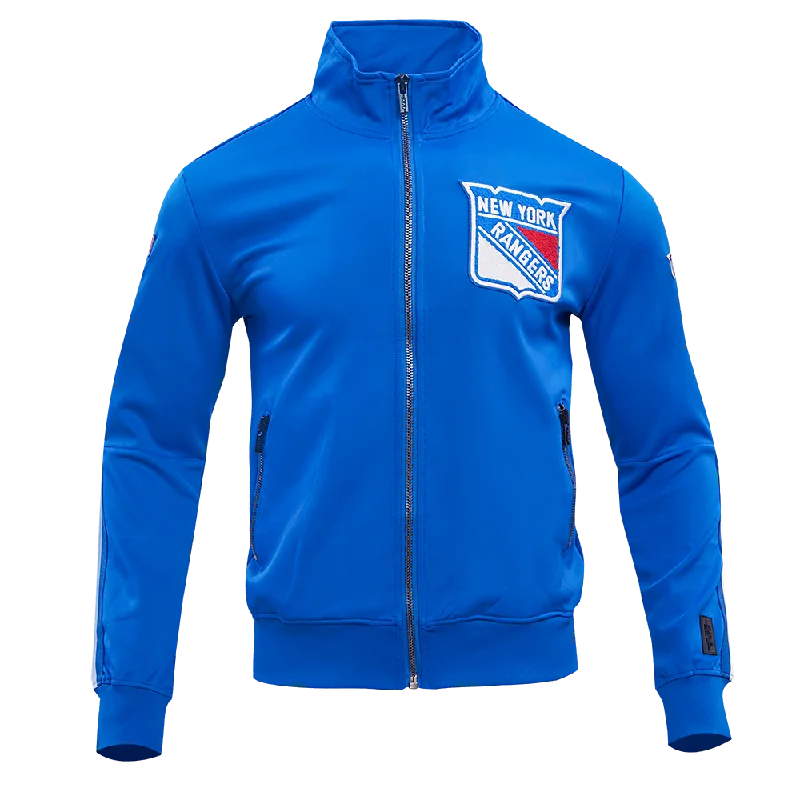 NHL NEW YORK RANGERS CLASSIC MEN'S CHENILLE DOUBLE KNIT TRACK JACKET (ROYAL BLUE)