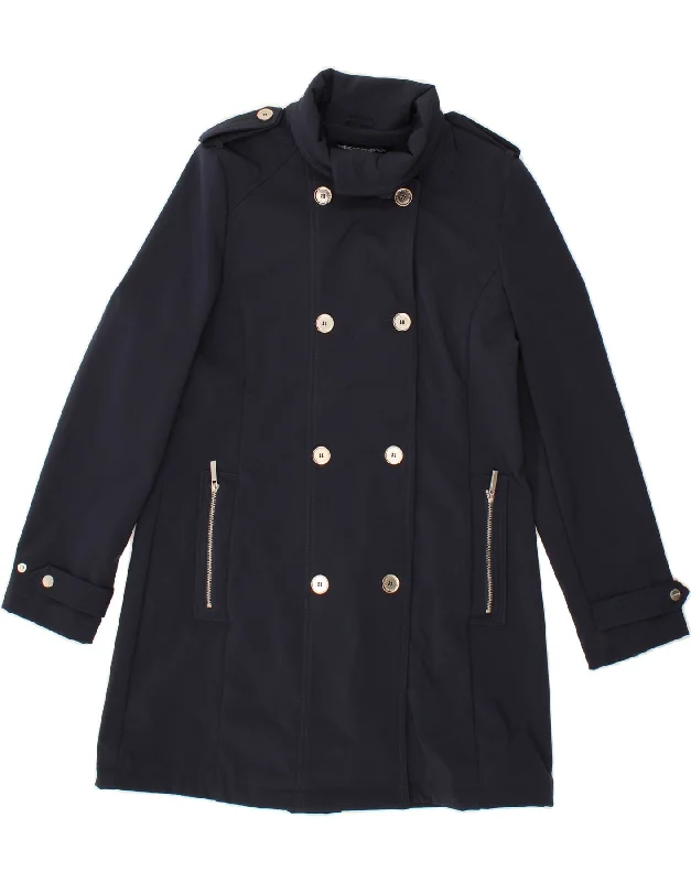 FRENCH CONNECTION Womens Overcoat UK 16 Large Navy Blue Polyester