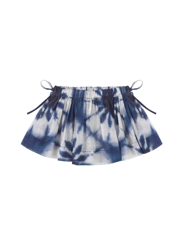 mini printed voile gathered skirt