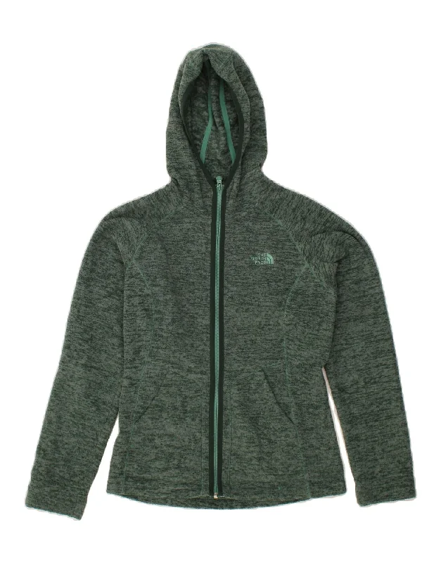 THE NORTH FACE Womens Hooded Fleece Jacket UK 10 Small Green Polyester