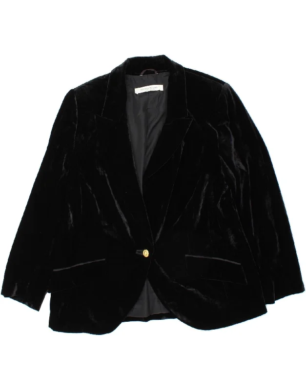 MARINA RINALDI Womens Velvet 1 Button Blazer Jacket Size 23 Medium Black