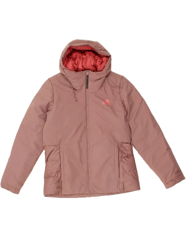 ADIDAS Womens Hooded Padded Jacket UK 8/10 Small Pink Polyester