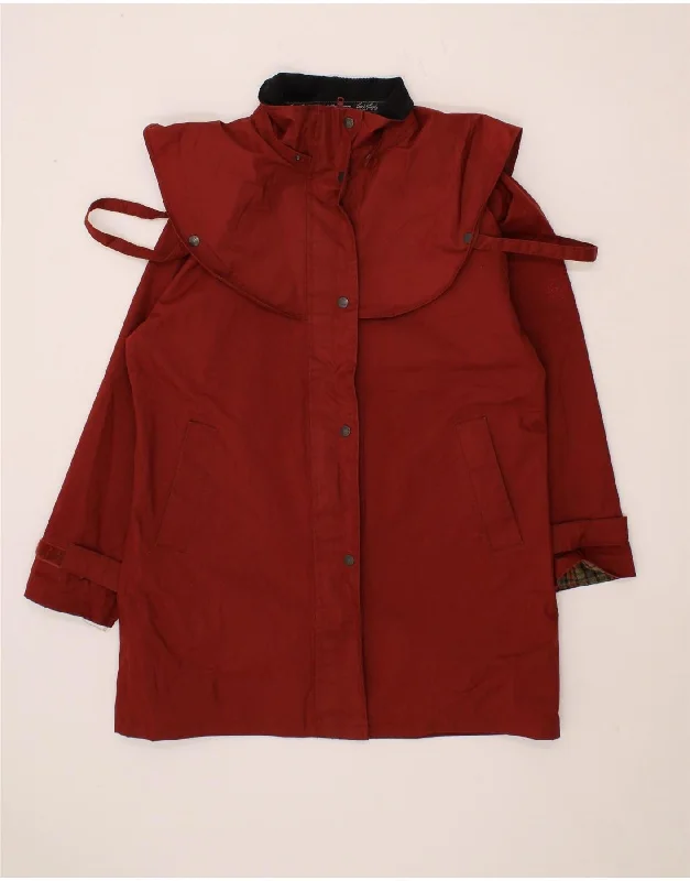 JACK MURPHY Womens Raincoat UK 12 Medium Red Polyester