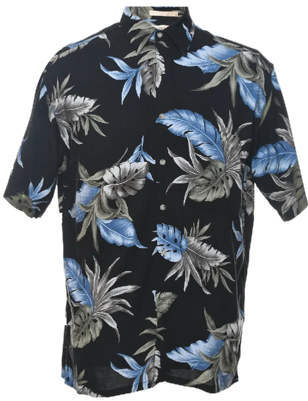 Leafy Print Hawaiian Shirt - M