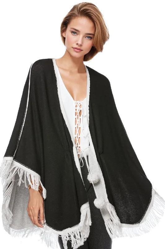 Double Knit Poncho w/ Fringe - Zen Blend