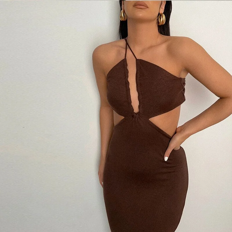 BerriesJam - 2024 Spaghetti Strap Bandage Wrap Backless Maxi Dress