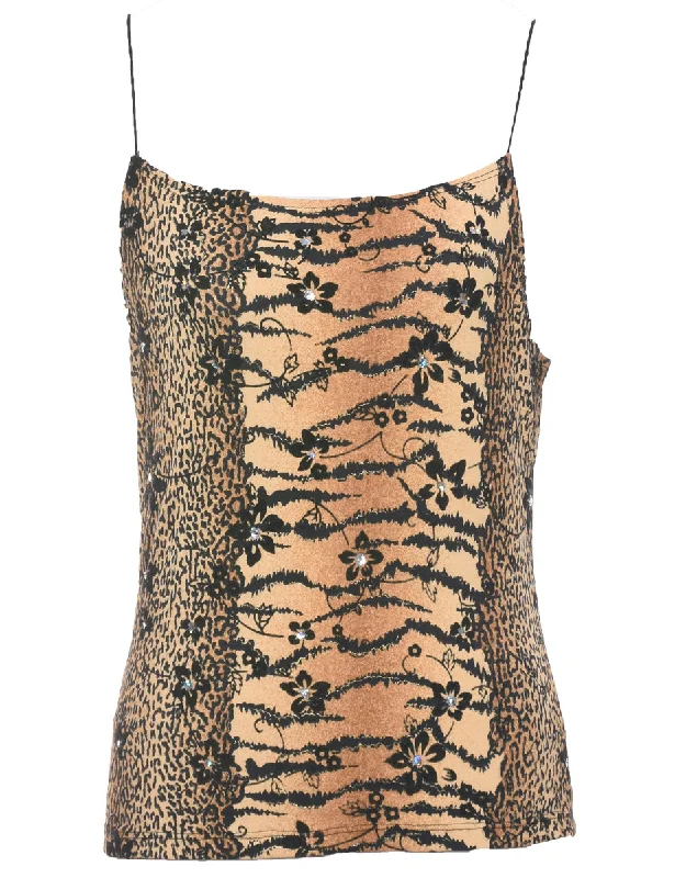 Leopard Print Y2K Evening Top - S